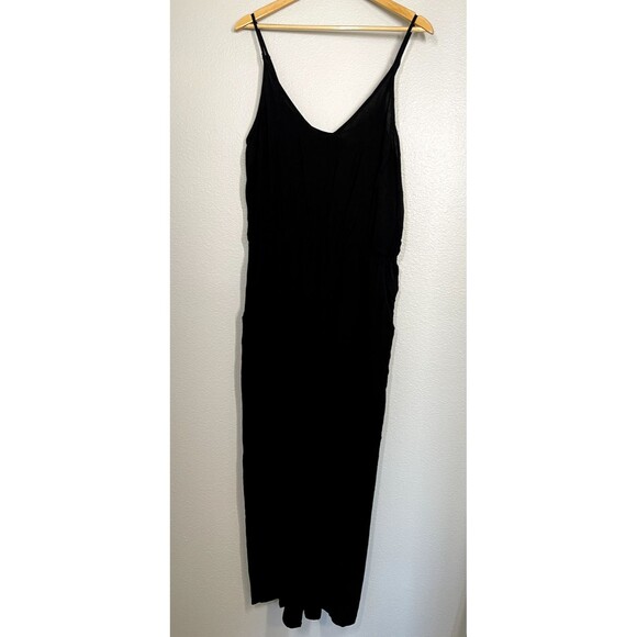 H&M‎ Women's Black Jumpsuit Size 14 Pockets Keyhole Adjustable Straps Viscose - Picture 1 of 12
